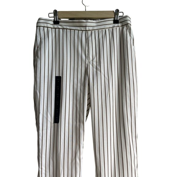 New! Banana Republic Factory Hayden White Tan Black Striped Pants Size 4 Rayon B - Picture 3 of 10